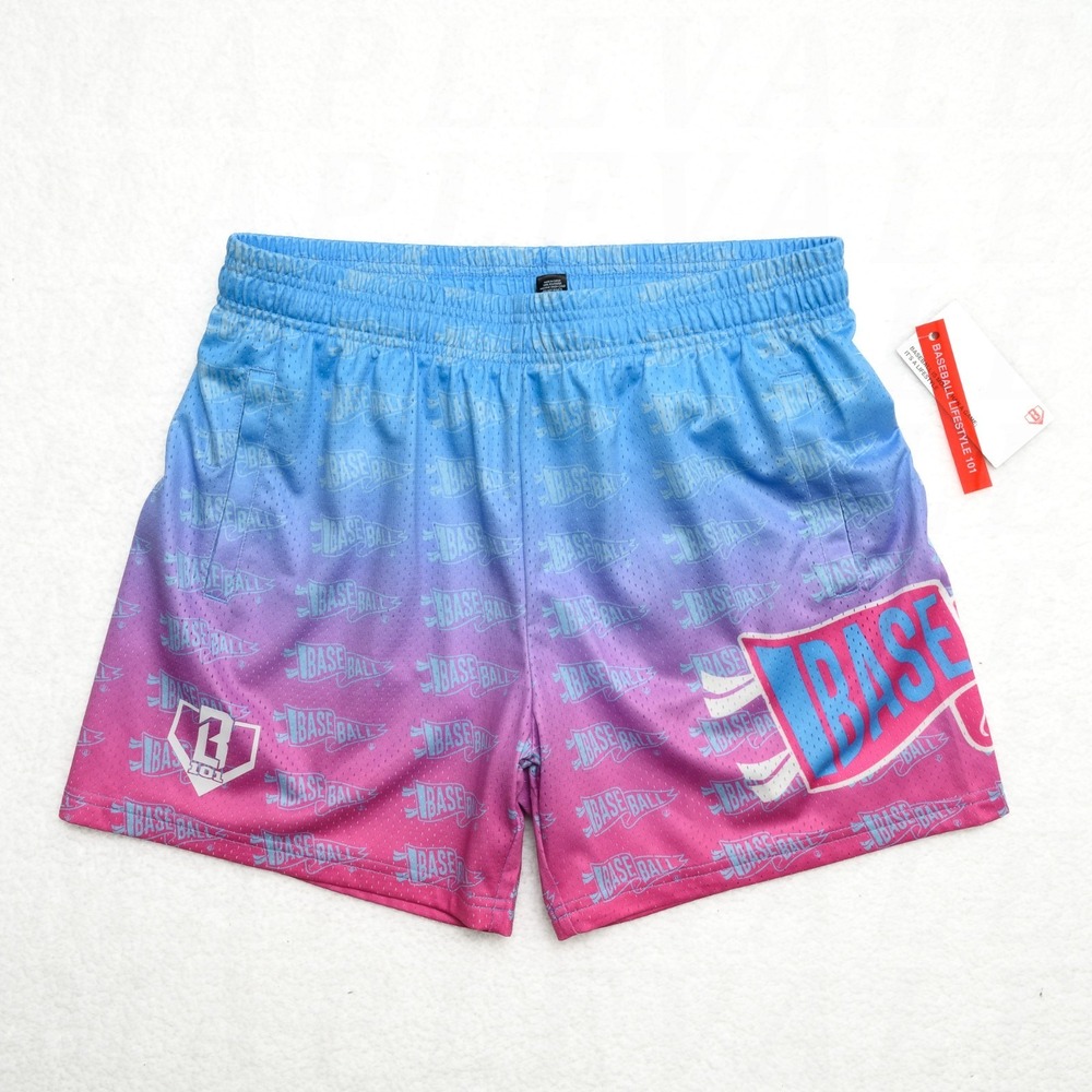 Baseball Lifestyle 101 Pennant Gradient Shorts Men's Sz M Blue Mesh BL101 NWT